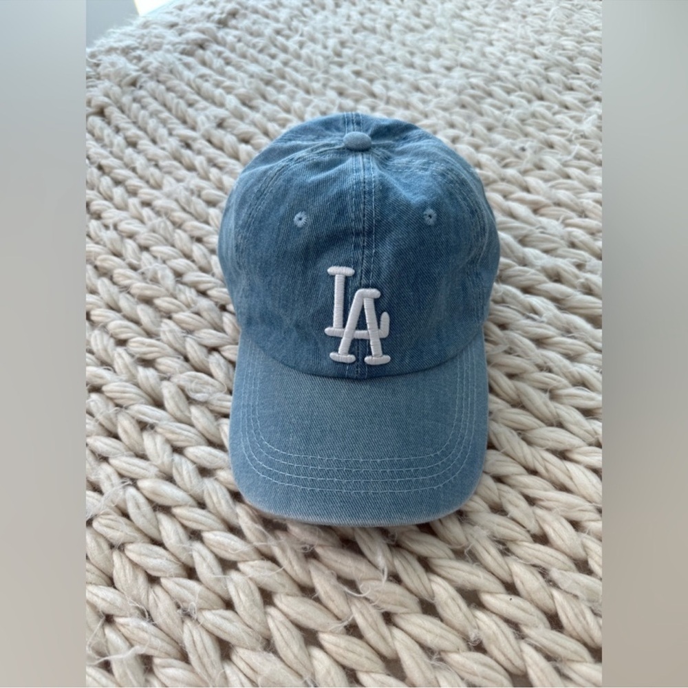 NEW clear blue denim jeans LA Cap hat cotton -one size - adjustable